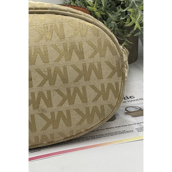 Michael Kors Authenticated Jet Set Canvas Leather 38t2xttt2j Beige Brown Tote - Picture 11 of 15